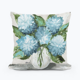 Blue Hydrangeas White Pillow