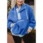 Blue Two-Toned Sherpa Fleece Pullover