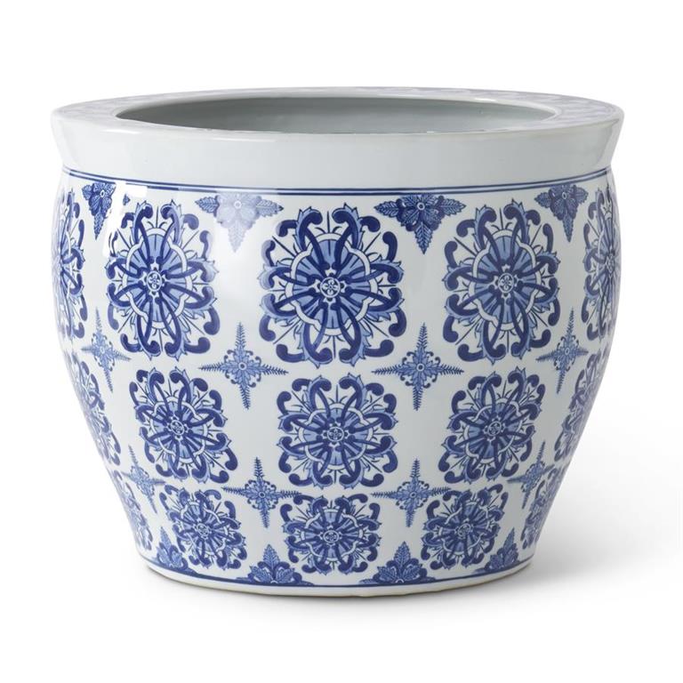Blue & White Chinoiserie Pot 11.75"