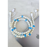 Blue & White Pearl Beaded Charger