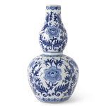 Blue & White Round Bottom Chinoiserie Vase 20"