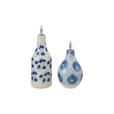 Blue & White Stoneware Oil Cruet w/ Stopper