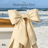 Bow Tote with Phone Pouch - Ecru Raffia