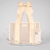 Bow Tote with Phone Pouch - Ecru Raffia