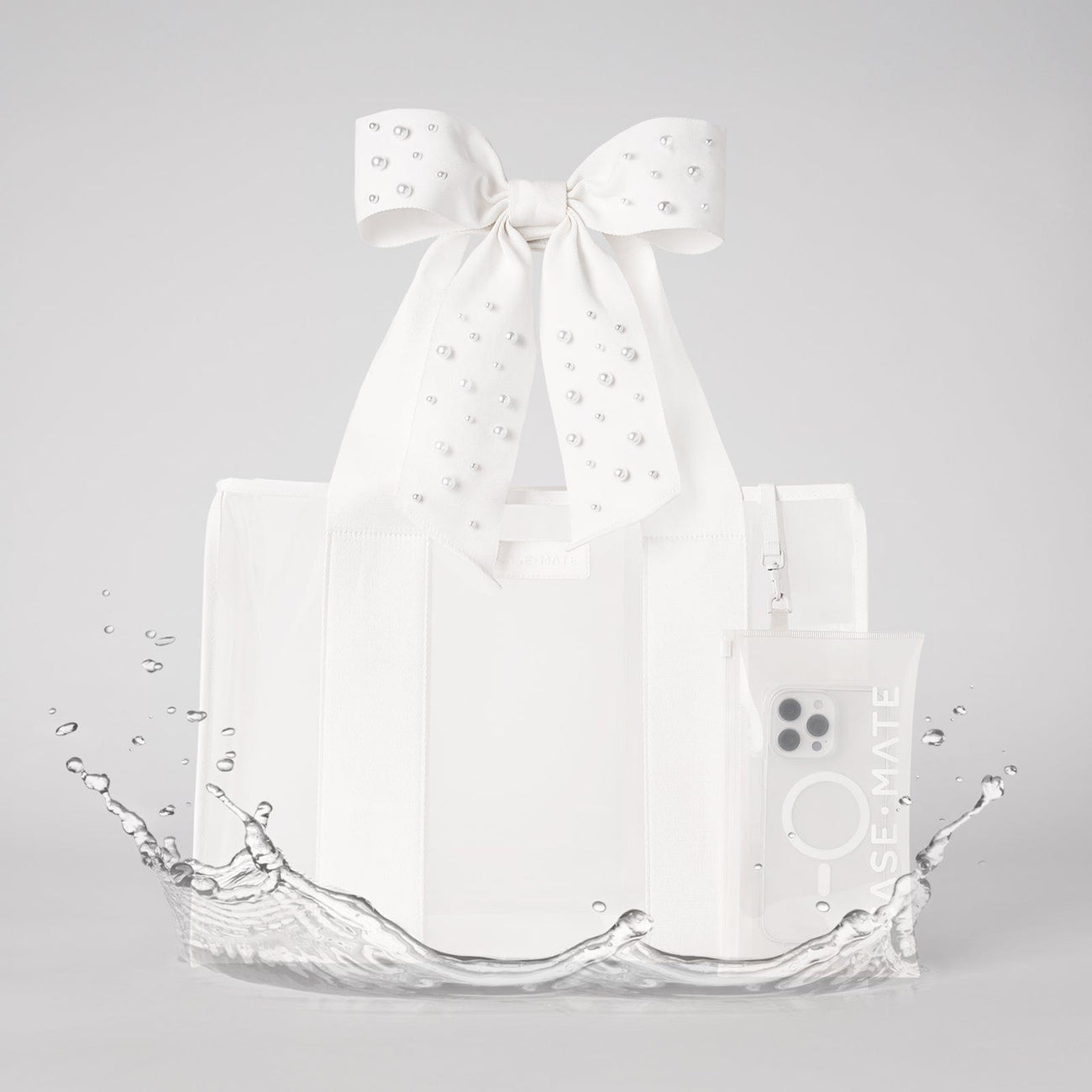 Bow Tote with Phone Pouch - Ivory Pearl