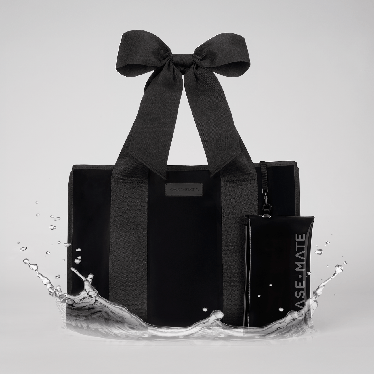 Bow Tote with Phone Pouch - Midnight Black
