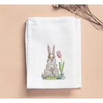Bridgett Bunny with Pink Tulip Tea Towel