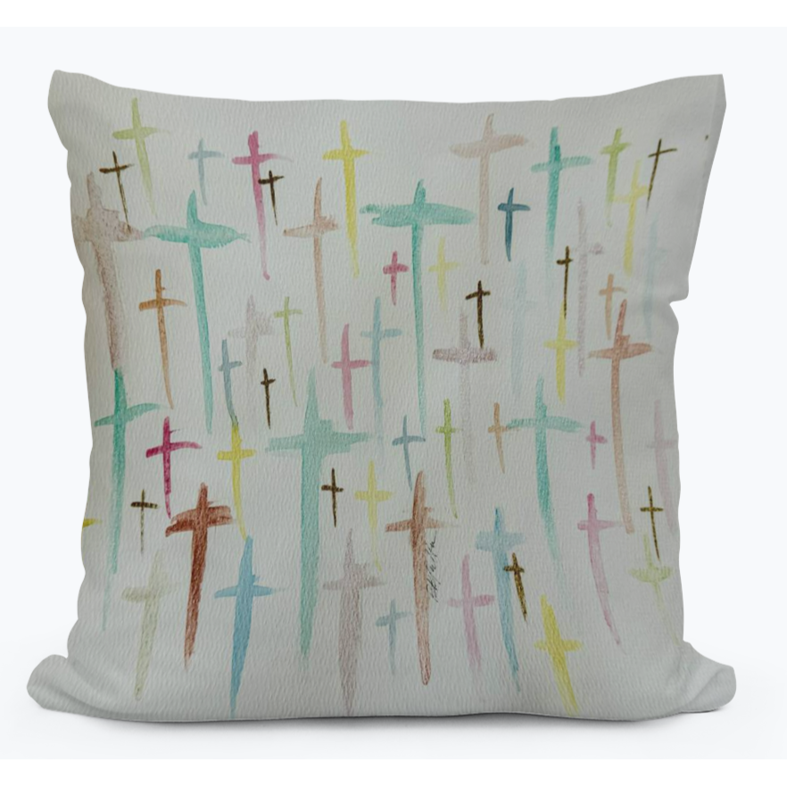 Bridgett Watercolor Crosses Pillow