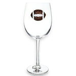 Brown & White Football Wine Glass