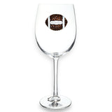 Brown & White Football Wine Glass