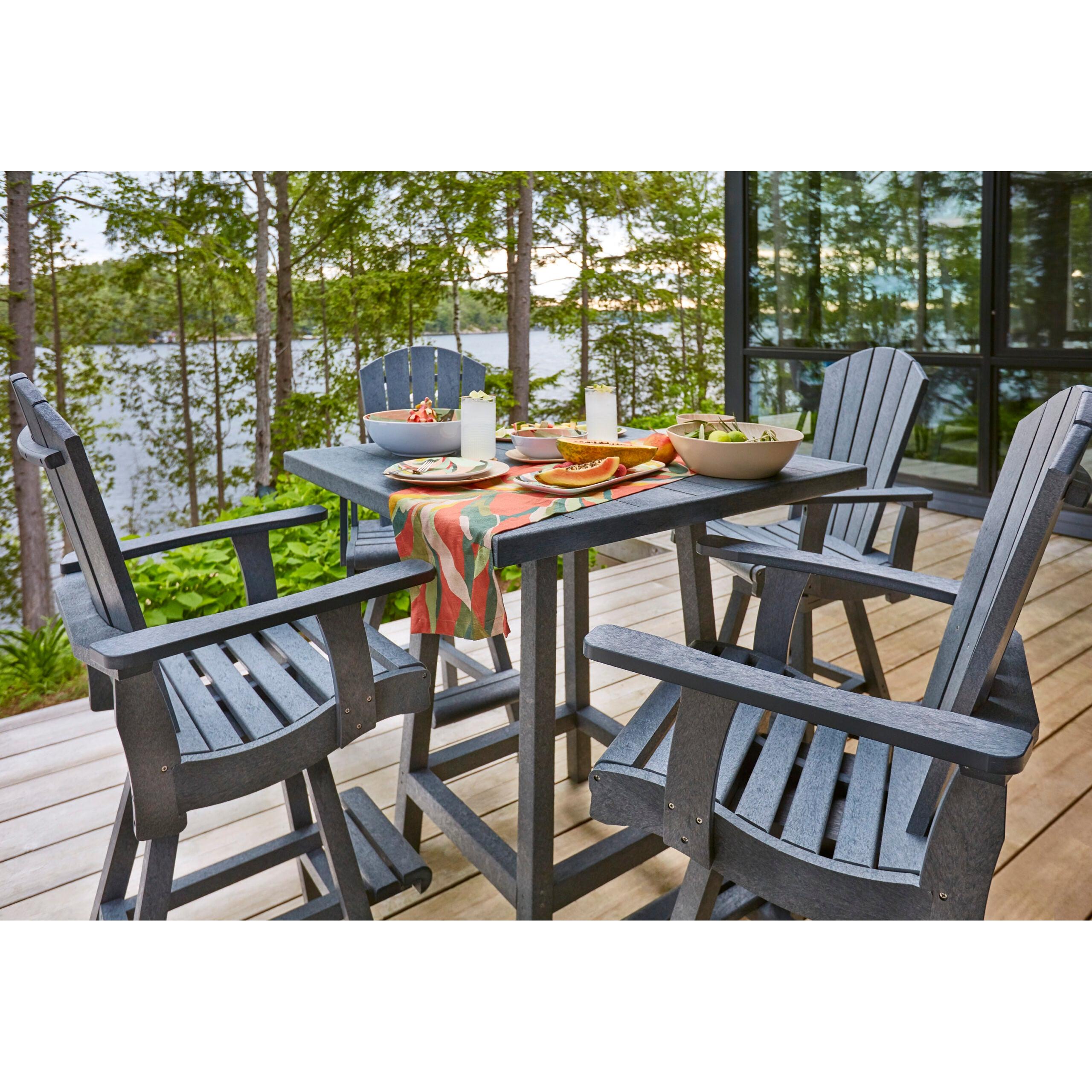 CRP Pub Square Table Set w/ Swivel Pub Chairs Beige