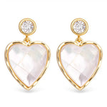 CZ Mother of Pearl Mosaic Heart Earrings – Gold - 51149