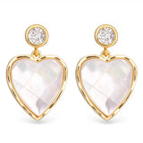 CZ Mother of Pearl Mosaic Heart Earrings – Gold - 51149