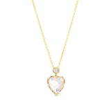 **CZ Mother of Pearl Mosaic Heart Necklace- Gold - 51150