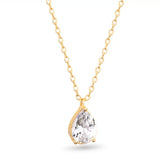 **CZ Pear Shaped Solitaire Necklace – Gold - 50133