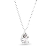 **CZ Pear Shaped Solitaire Necklace – Silver- 50132