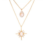 CZ and Opal Double Necklace – Gold - 50236