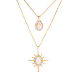 CZ and Opal Double Necklace – Gold - 50236