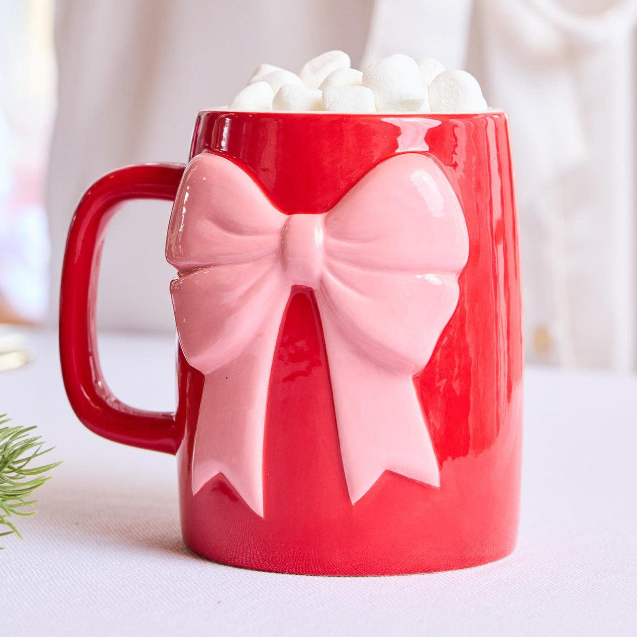 Ceramic Bow Mug Red & Pink