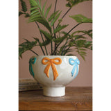 Ceramic Compote w/ Multi-Colored Bows