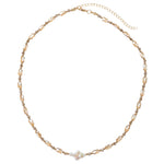 Champagne Pearl Cross Beaded Necklace
