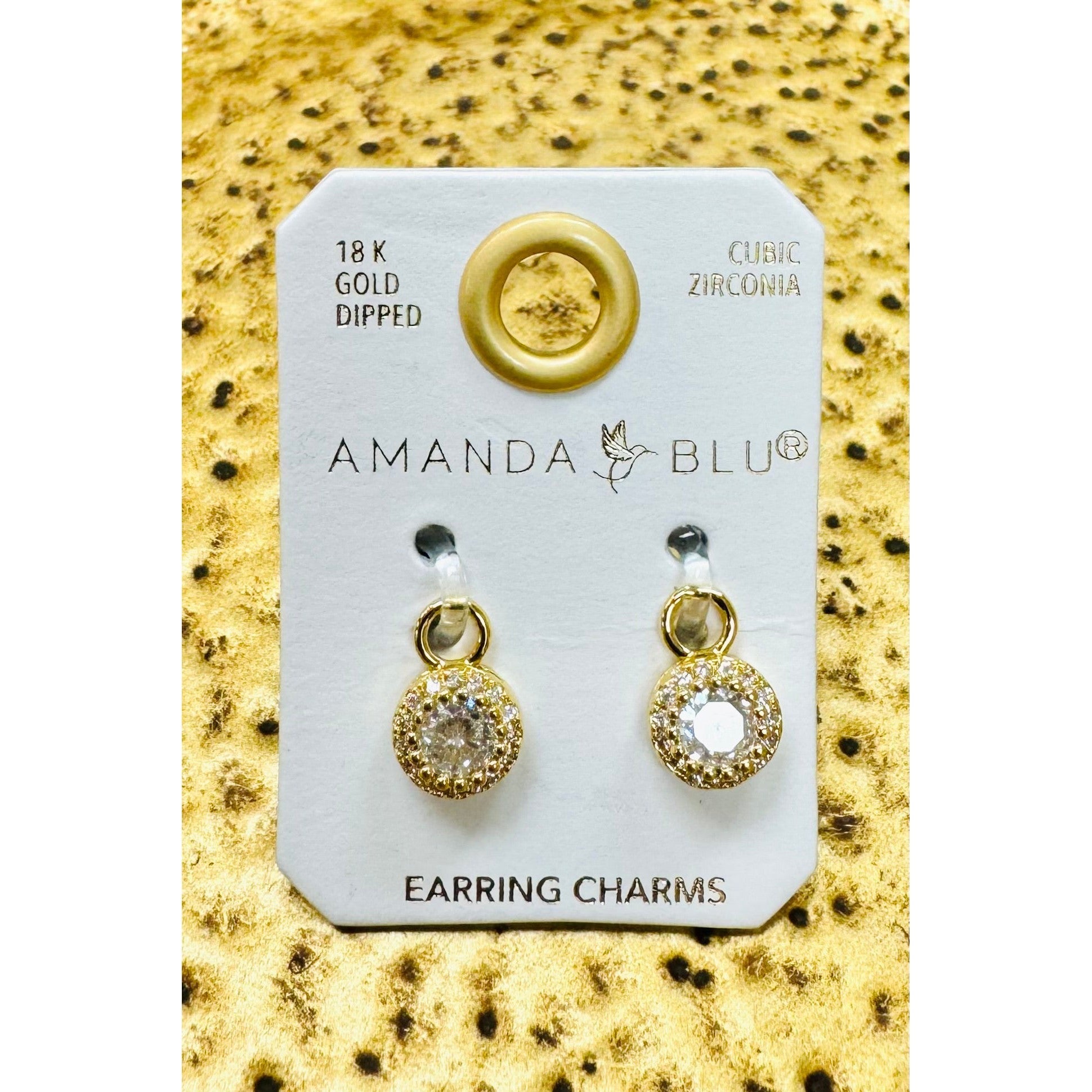 Clear CZ Halo Earring Charm - Gold