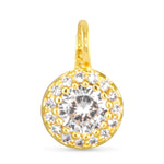 Clear CZ Halo Necklace Charm - Gold