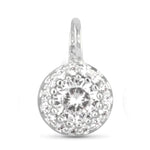 Clear CZ Halo Necklace Charm - Silver