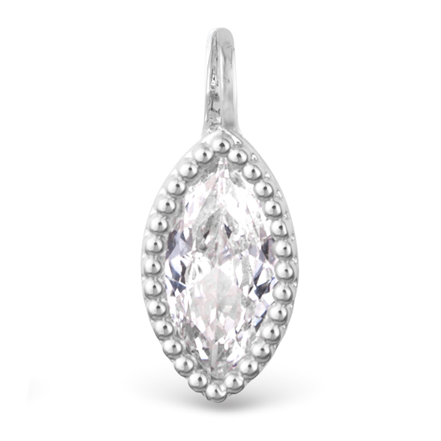 Clear CZ Marquise Necklace Charm - Silver