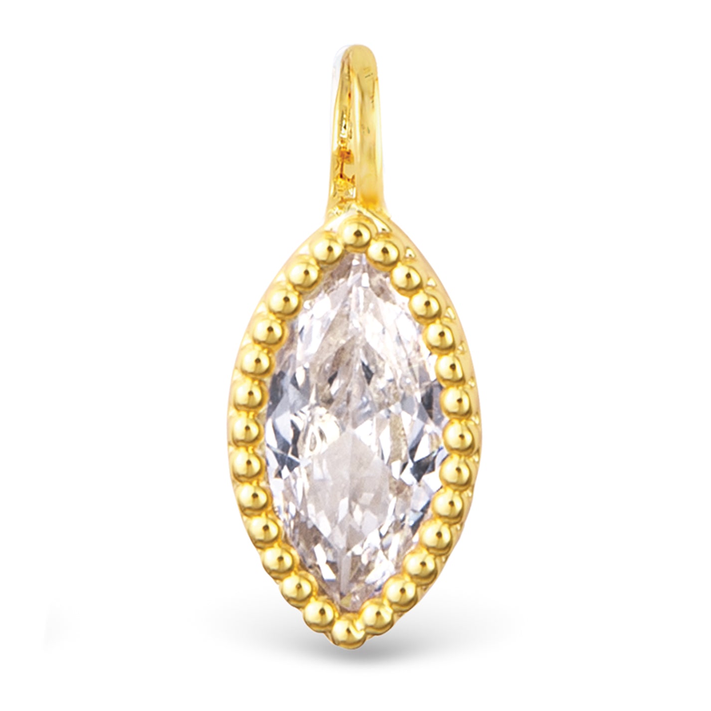 Clear Marquise Necklace Charm - Gold