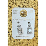 Clear Rectangle CZ Earring Charms - Silver