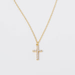 Coastal Grit Crystal Cross Necklace