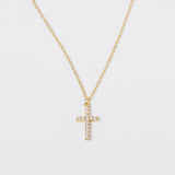 Coastal Grit Crystal Cross Necklace