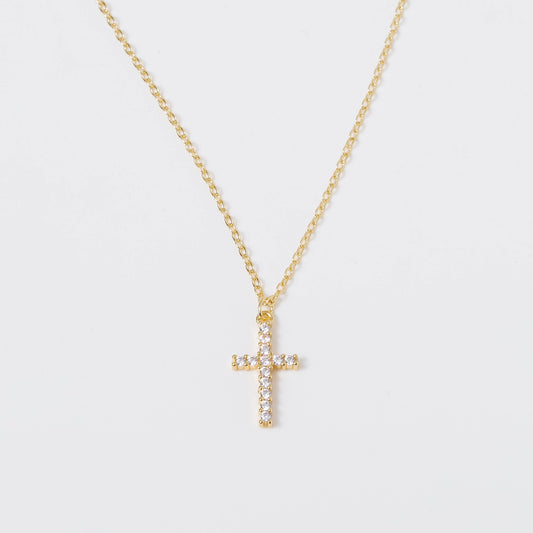 Coastal Grit Crystal Cross Necklace