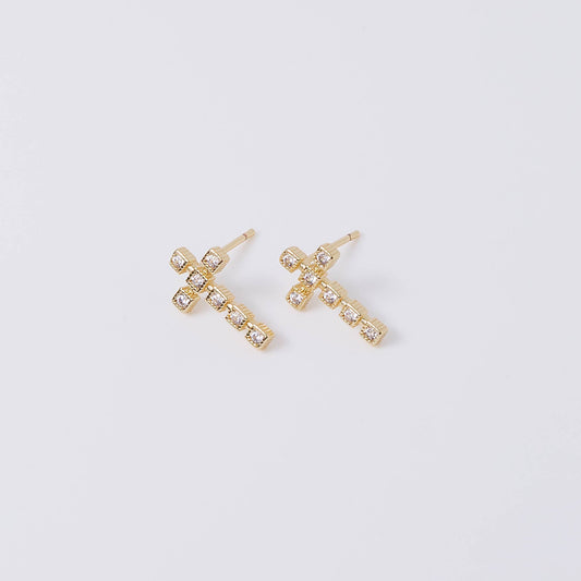 Coastal Grit Dainty Cross Earrings