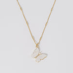 Coastal Grit Mother Of Pearl Butterfly Necklace