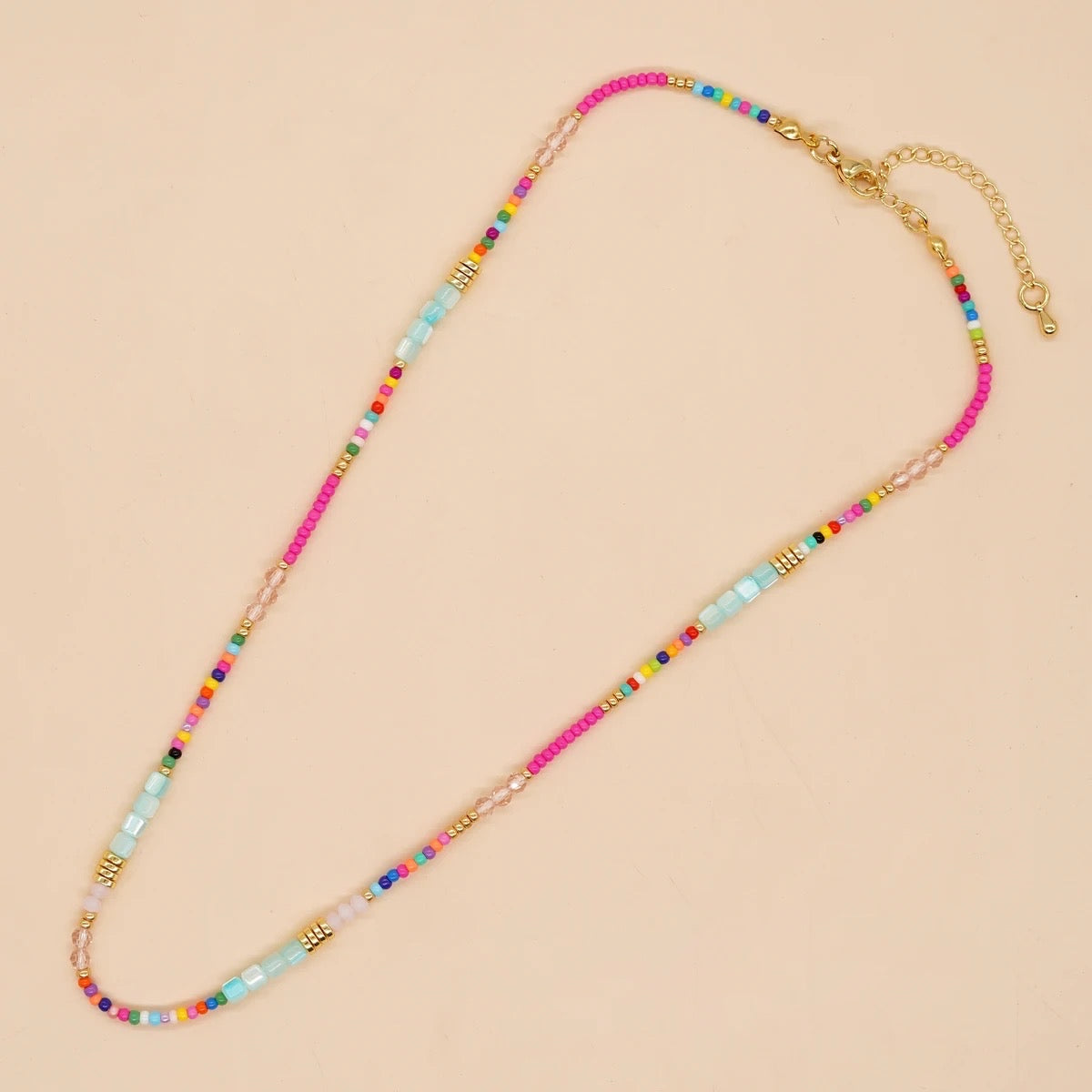 Coastal Grit Rainbow Necklace