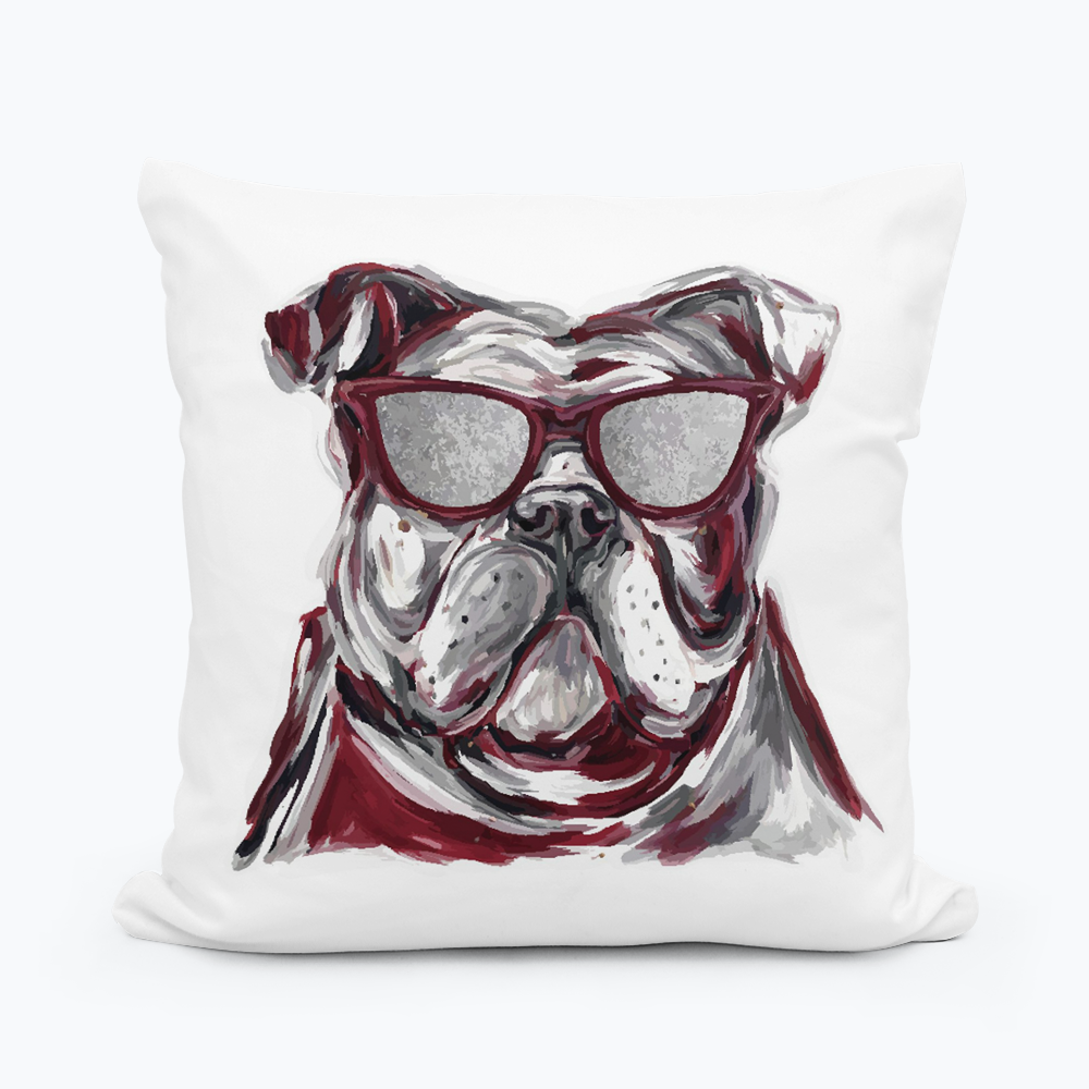 Colorful Bulldog Mascot Pillow - 18x18