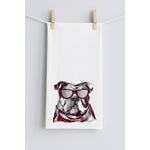 Colorful Bulldog Mascot Tea Towel