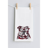 Colorful Bulldog Mascot Tea Towel