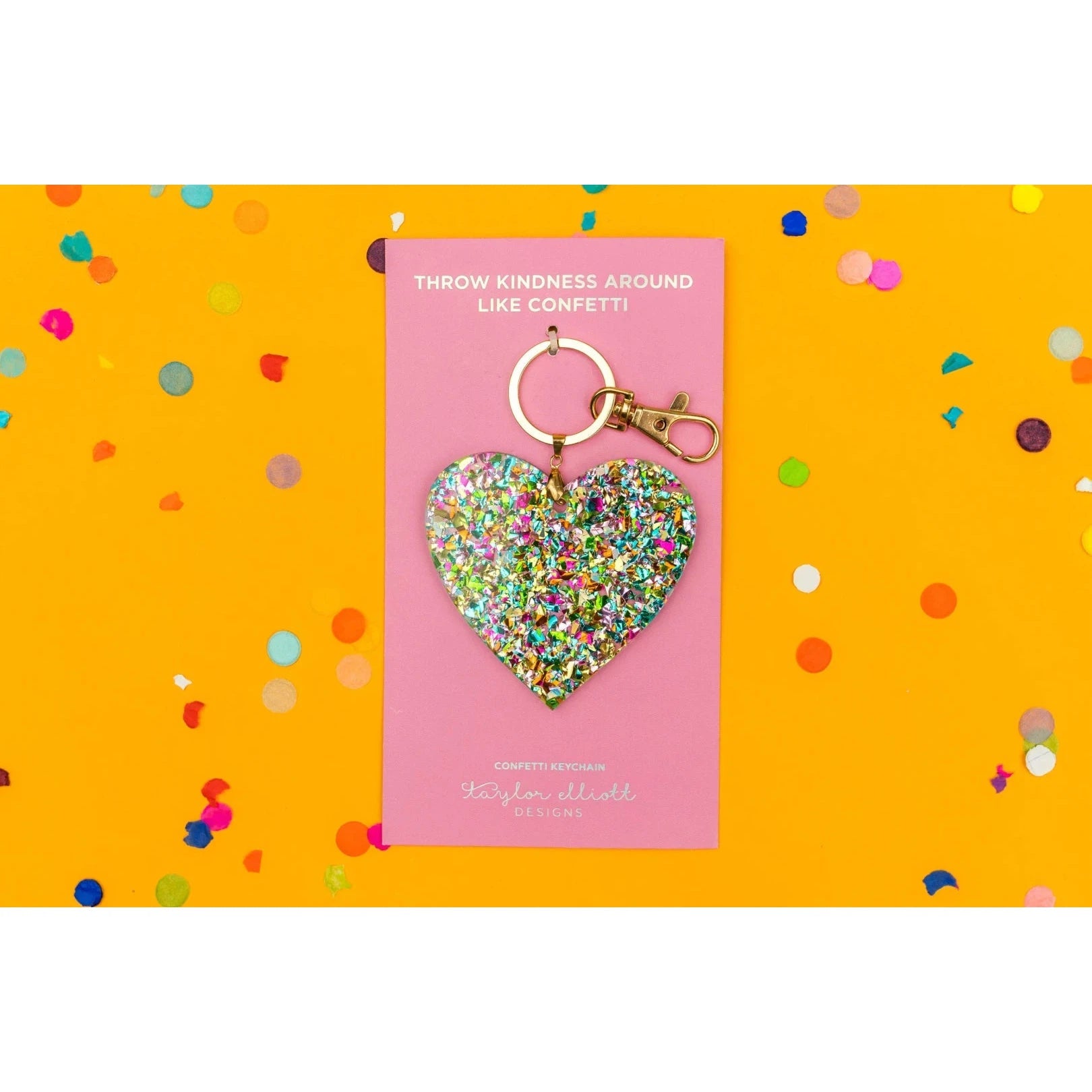 Confetti Acrylic Heart Keychain