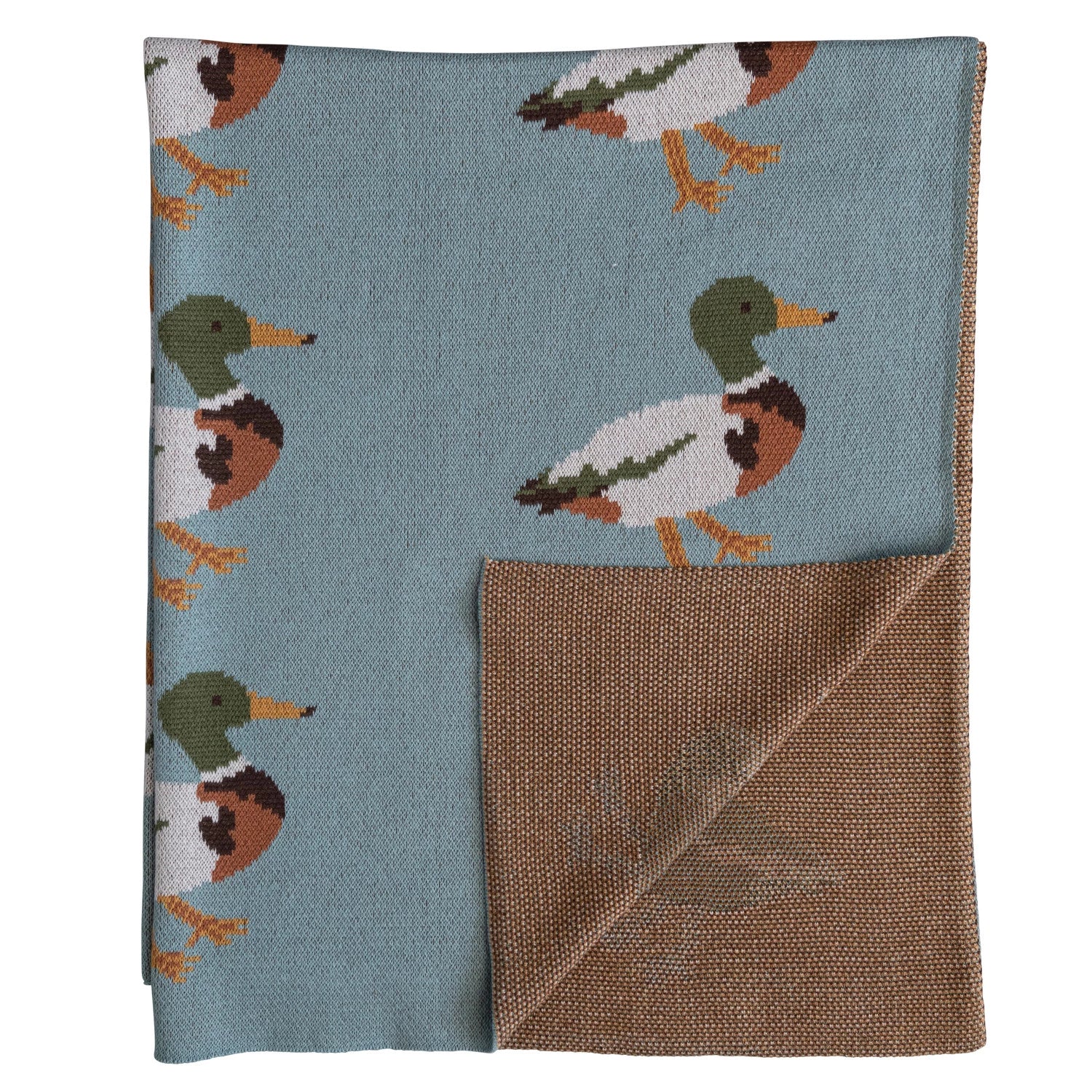 Cotton Knit Chenille Blanket with Ducks