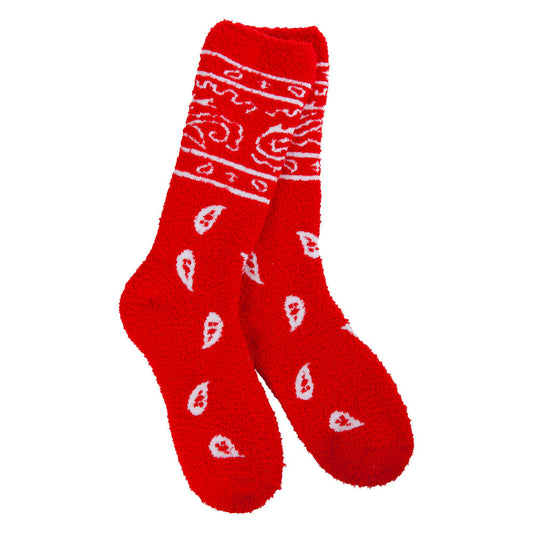 Cozy Bandana Red Crew Sock