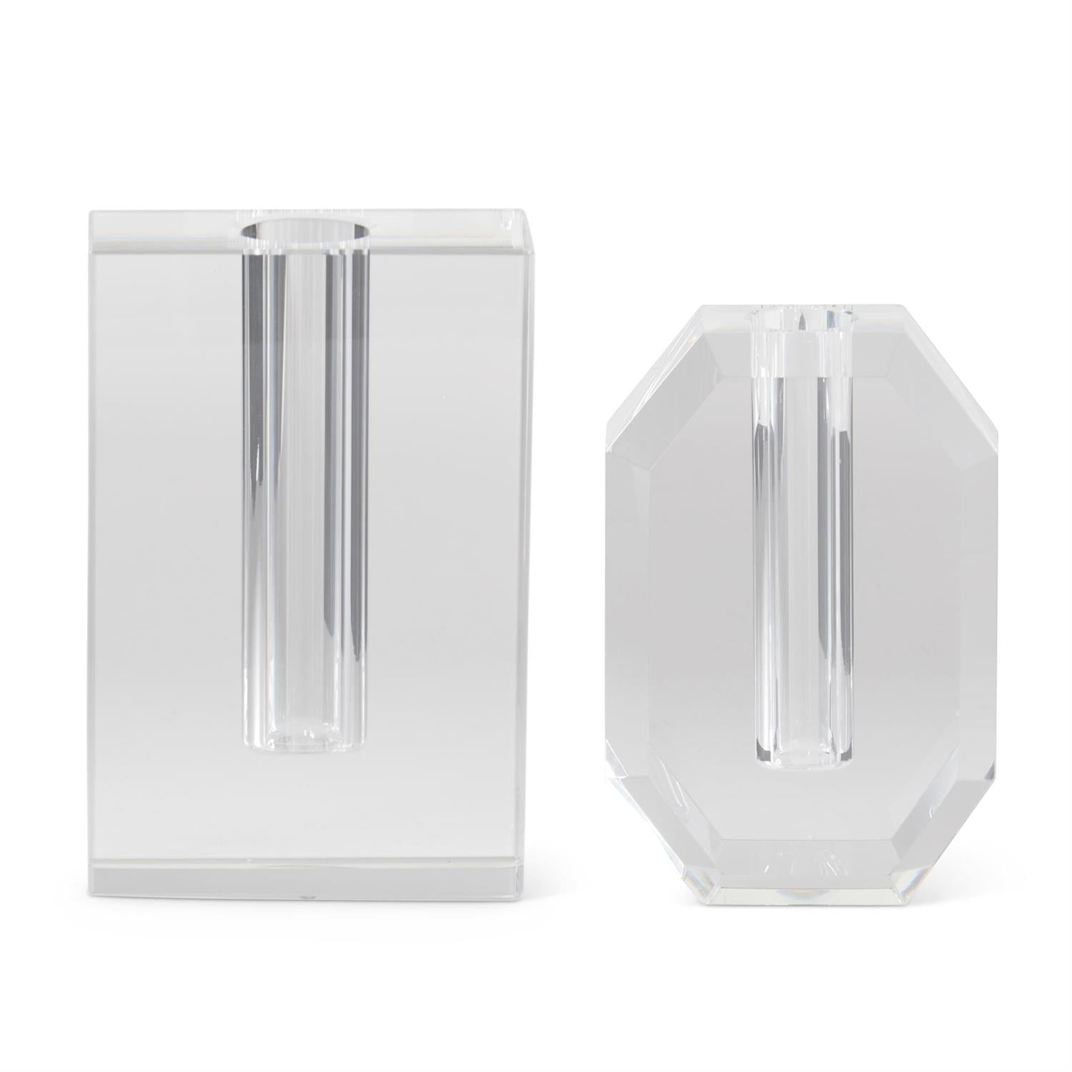 Crystal Glass Rectangular Bud Vase 5.25"