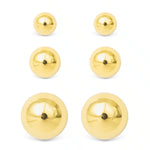 Crystal Polished Ball Stud Triplet Gold Earrings - 50585