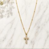 Square Stone Cross Necklace