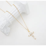Dainty Baguette Cross Necklace