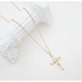 Dainty Baguette Cross Necklace