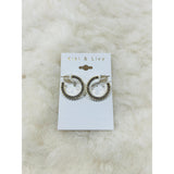 Dainty Pearl Hoops w/ Side Stones