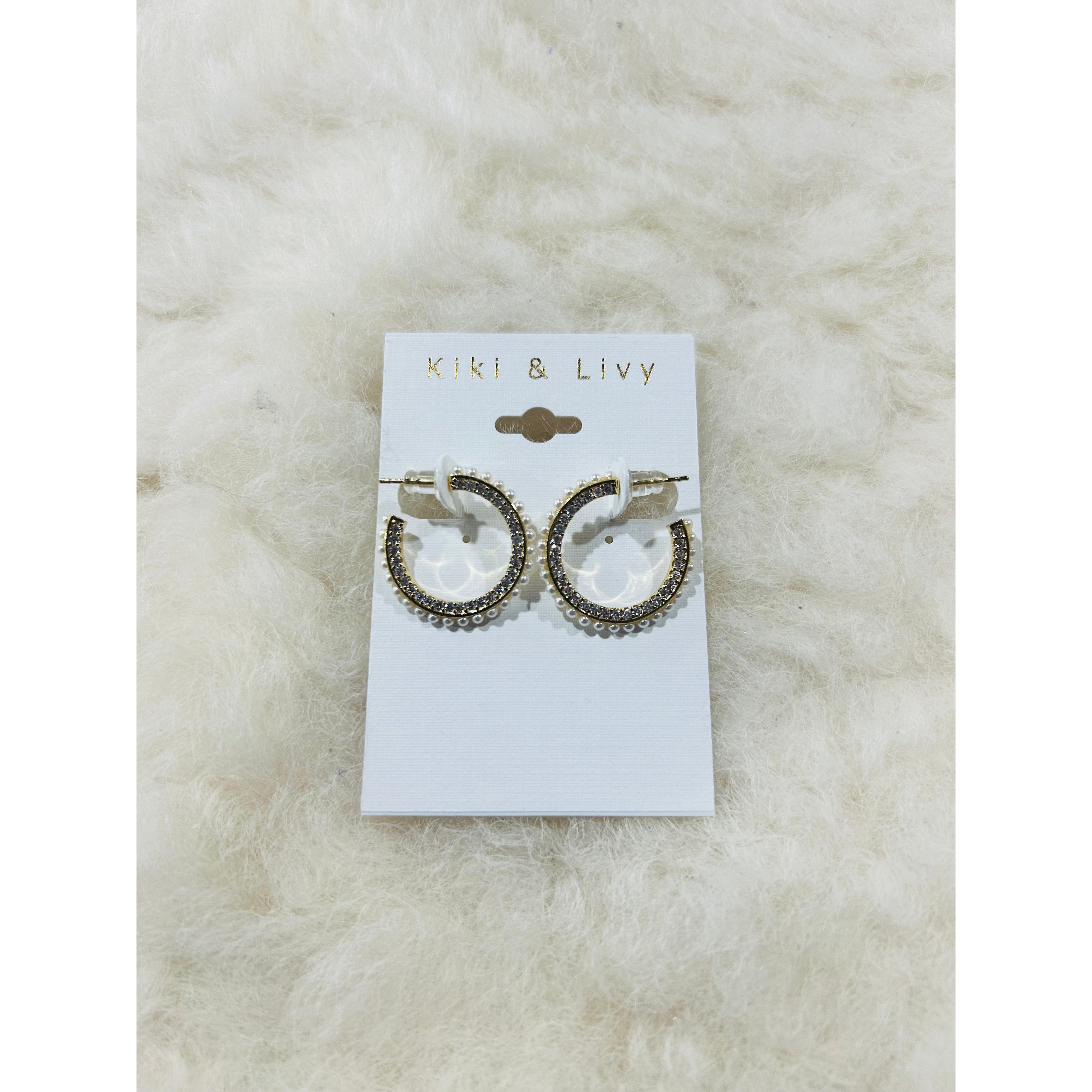 Dainty Pearl Hoops w/ Side Stones